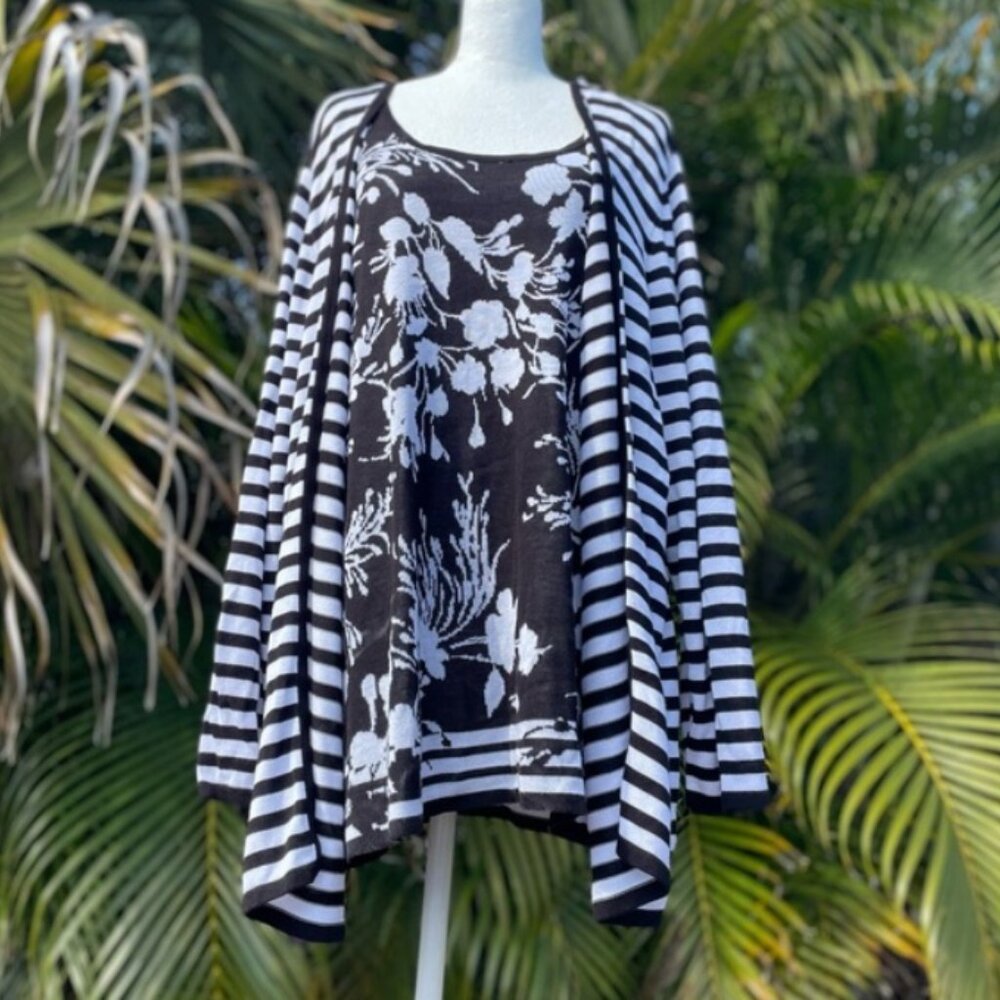 Allison Daley Woman Faux Two‑Piece Mixed Layered Print Top Shirt Blouse– Medium - Picture 4 of 7